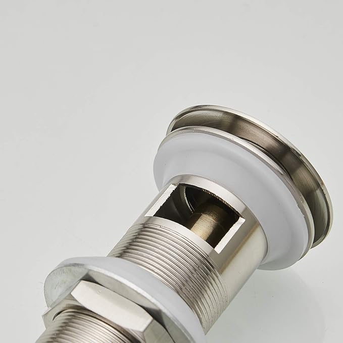 BWE Bathroom Sink Drain Bathroom Faucet Vessel Vanity Sink Drain Stopper with Overflow Brushed Nickel Fits Bathroom Standard Sink Hole 1-1/2" to 1-3/4"