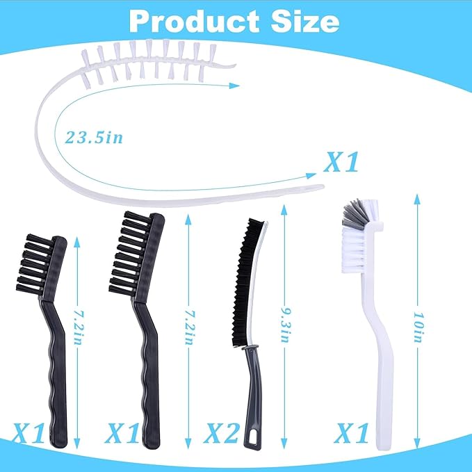 Washing Machine Cleaning Brush Set, 6-Piece Front Load Washer Cleaner Kit with Drum Slot Brush, Crevice Brushes for Rubber Seal