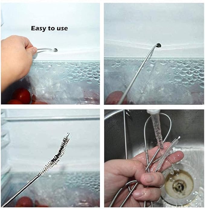 Extra Long Pipe Tube Cleaner Fridge Drain Pipe Dredging Tool Flexible Drain Brush Skinny Tube Spiral Cleaning Brush Drinking Straw Cleaner Brush Nylon Spring Aquarium Filter Brush 155CM (2)