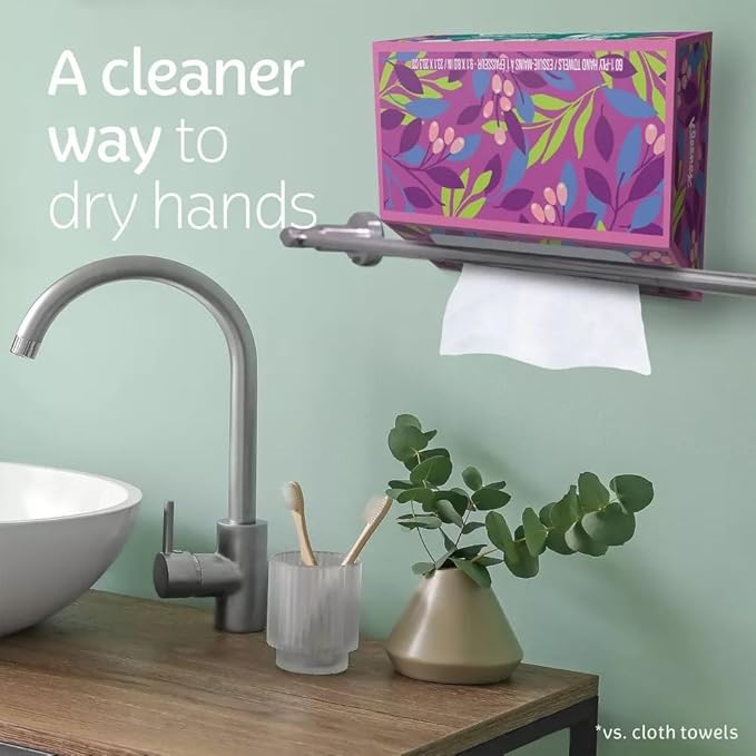 Hand Towels - 1 Box of 60 White Hand Towels in a Dispenser Box - Packaging may vary