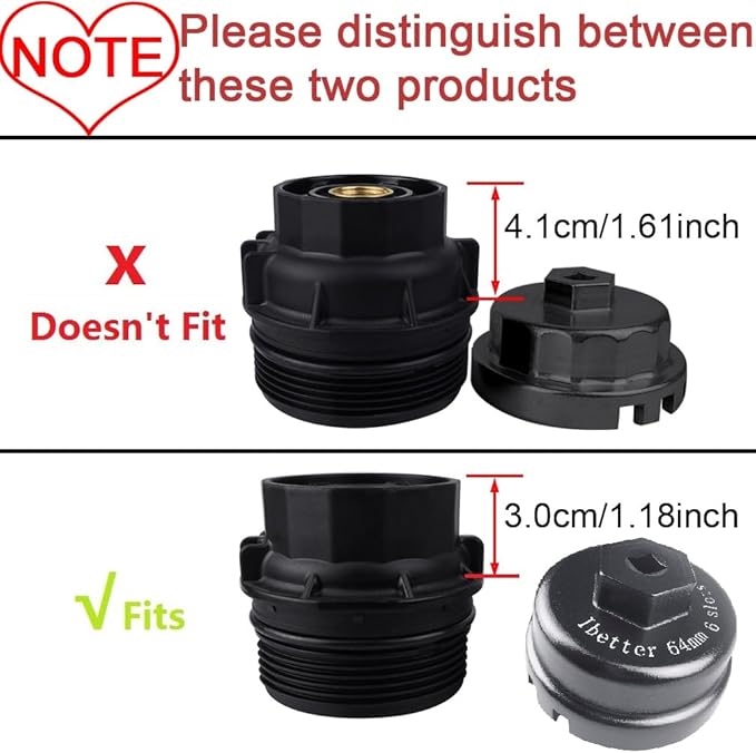 64mm 14 Flute 6 Slots Oil Filter Wrench Tool for Toyota Corolla, Prius, Prius Prime, Prius V, Matrix, CT200h, Scion iM/iQ/xD with 1.8 Liter Engines, Cup Style Oil Filter Cap Removal Socket