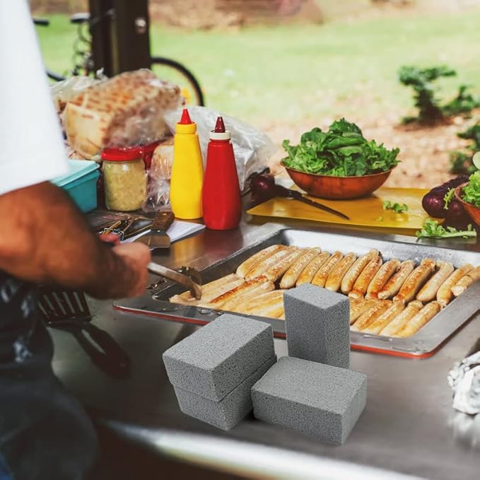 Magic Blackstone Griddle Scraper，4 Pack Gray Stone Cleaning Block Clean Brick for Grill, Removing Stains BBQ，Pool, Racks, Baking Steel, Oven, Flat Top Cookers, Utensils, Exfoliation Dead Skin, Toilet