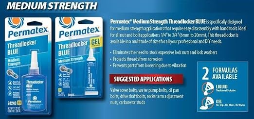 Permatex 24240 Medium Strength Threadlocker Blue, 36 ml, Automotive Threadlocker For Preventing Bolts From Loosening And Corrosion, Removable With Hand Tools