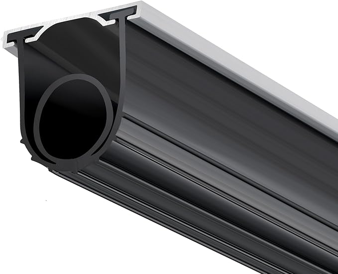 VEVOR Garage Door Seals Bottom Rubber, U Shape +O Ring Combination Garage Door Weather Stripping with Pre-drilled Aluminum Track Retainer Kit, 5/16 inch T-Ends and 3 3/4 inch Width (16 Ft, Black)