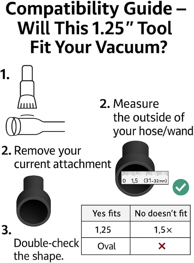 MP Maresh Products Household Cleaning Vacuum Brush Attachment - Horse Hair Vacuum Cleaner Accessories, Soft, Dust Floor Brush, Compatible with Shop Vac 1-1/4" Vacuum Cleaners for Hard Surfaces - Black