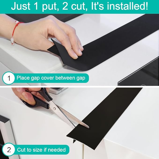 Mofason Stove Counter Gap Cover, 2 Pack Kitchen Silicone Oven Gap Filler – 25 Inches Countertop Strips Gap Guard, Easy to Clean (Black)