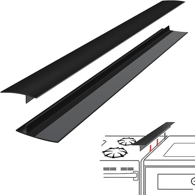 SEVCHY Silicone Stove Gap Covers (2 pack), Oven Gap Filler, Heat Resistant Stove Gap Filler, Seal Gap between Stovetop and Counter, Easy Clean (21 inch, Black)