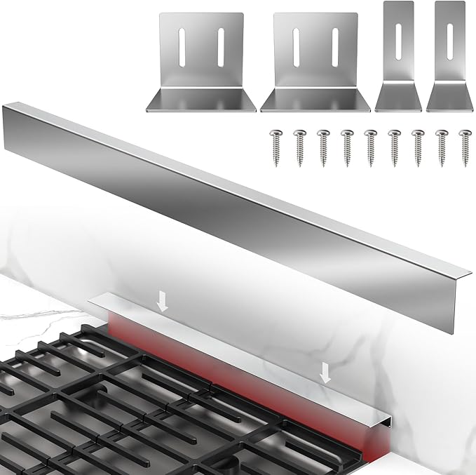 30" Stove Gap Filler, Kitchen Stove Gap Covers, Slide-in Range Rear Filler Kit for Most Brand Kitchen Stoves, Easy Install, Easy to Wipe (Silver)