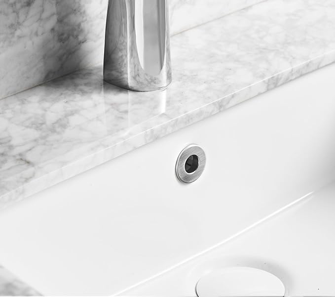 Sink Basin Trim Overflow Cover Brass Insert In Hole Round Caps Brushed Nickel
