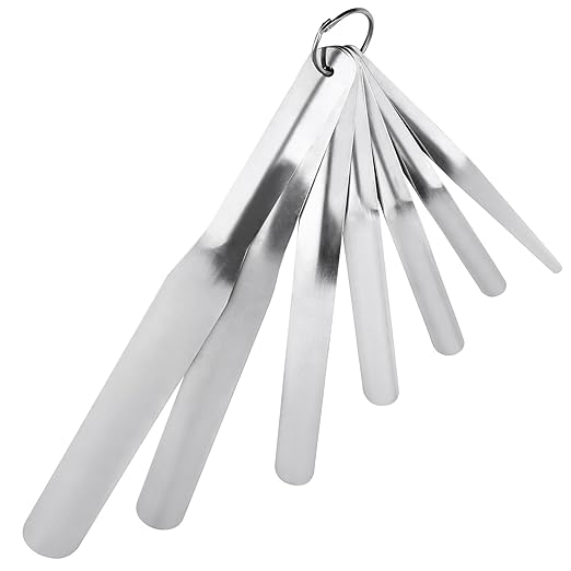 Caulking Spatula Tool Kit, 7 Pcs Stainless Steel Multi Purpose Caulking Tools, Scraper Head Widths 3/8“ to 1-1/2”, Suitable for Kitchens, Bathrooms, Windows