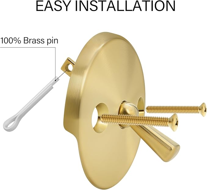 Gold Trip Lever Bathtub Drain Tub Trim Set with Trip Lever Overflow Face Plate and Strainer Bathroom Tub Drains Replacement Conversion Tub Drain Kit Assembly with Universal Fine & Coarse Thread
