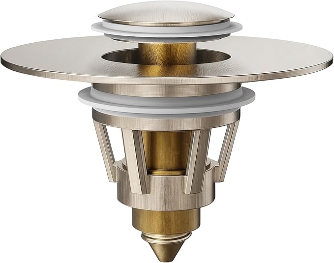 Bathroom Sink Drain Stopper - Pop Up Drain Stopper for Bathroom Sink - Bathroom Sink Hair Catcher Strainer,Brushed Nickel