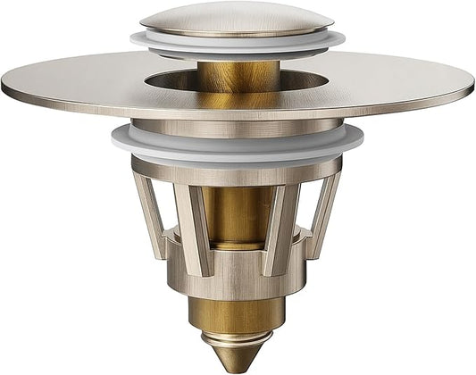 Bathroom Sink Drain Stopper - Pop Up Drain Stopper for Bathroom Sink - Bathroom Sink Hair Catcher Strainer,Brushed Nickel