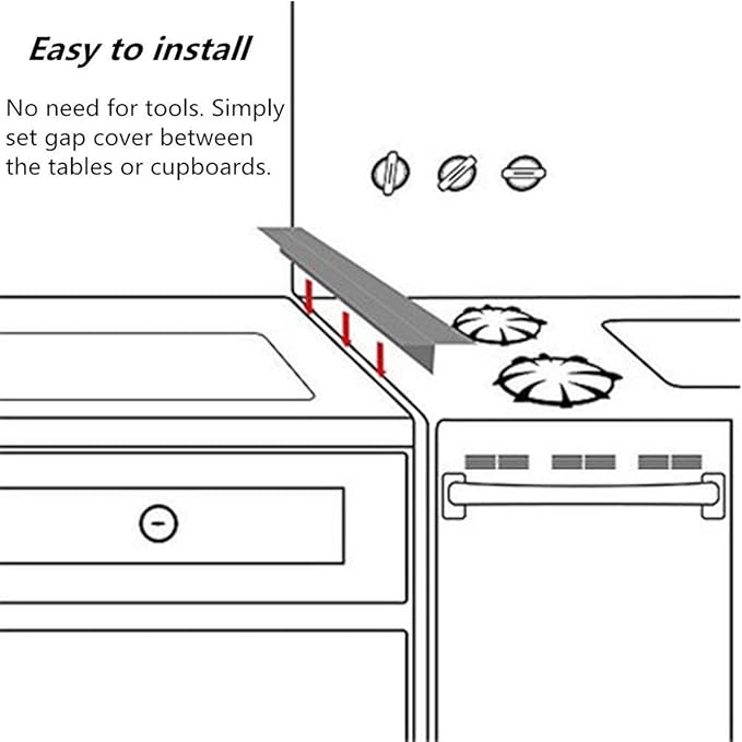 Silicone Gap Cover, (2 Pack) Silicone Gap Stopper Kitchen Stove Counter Gap Covers - Flexible Stove Space Fillers, Food Grade (25inches, Black)