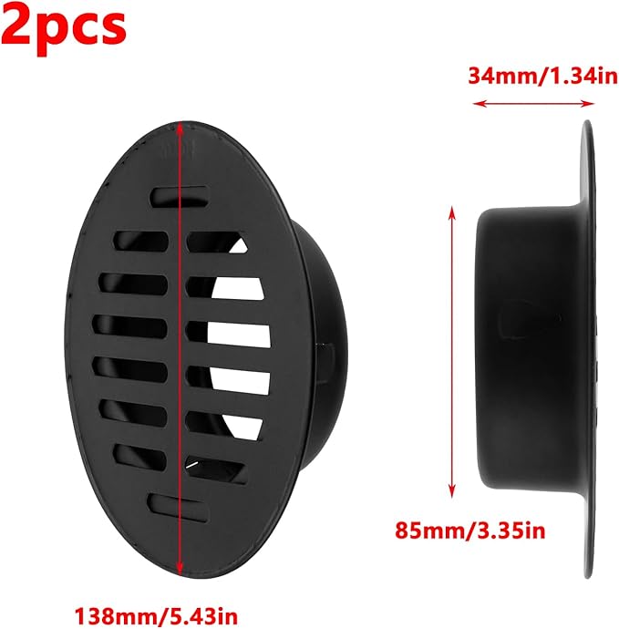 Antrader Drain Cover,Floor Drain Cover Stainless Steel Floor Drain for Outdoor Yard Pipe Roof Balcony,Easy Install,Black,3.35 Inch (2Pcs)
