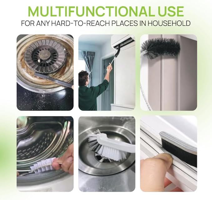 10PCS Dryer Vent Cleaner Kit, Flexible Brush with 8 Attachments & Microfiber Cloth for Deep Cleaning Lint/Dust in Dryer, Washer, Duct, Vent, Filter & Narrow Gaps of Kitchen Appliances