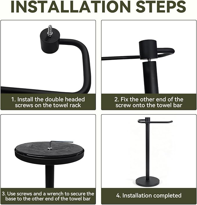 Upgraded Hand Towel Holder Stand Countertop Towel Rack Free Standing Towel Bar Hanger for Bathroom Kitchen Pro Max Matte Black