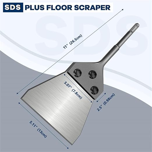 SDS Plus Floor Scraper Kit 5 Inch -Tile Removal Tool Wide Heavy Duty Tile & Vinyl Siding Removal Tool with Thinset Adhesive Remover, SDS Chisel Bits & Extension, Compatible with SDS Plus Impact Drills