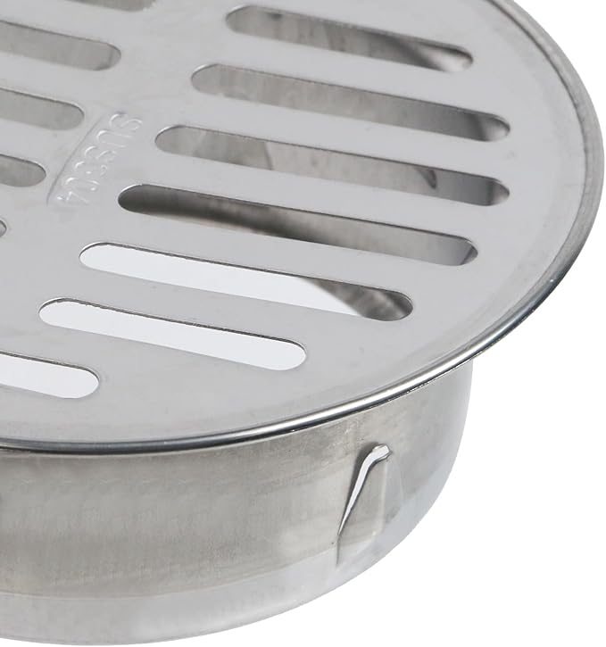 Antrader 2Pcs Round Floor Drain Cover,3.82 Inch Stainless Steel Floor Drain,Sewer Drain Cover for Outdoor Yard Pipe Roof Balcony,Silver Tone