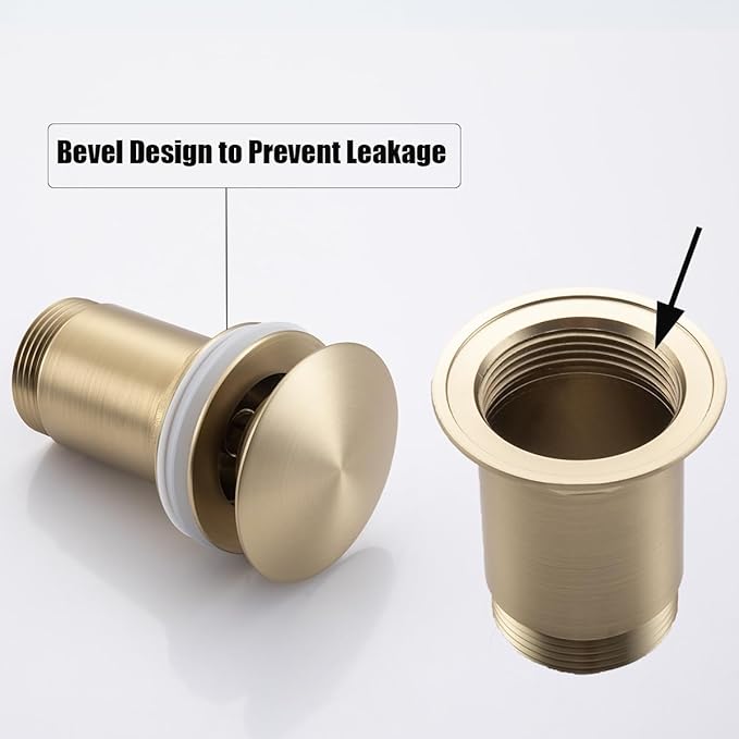 RANDOM Brushed Gold Brass Bottle P Trap Contemporary Round Bottle P-Trap 1 1/4 with Pop Up Drain Without Overflow.83888BGS