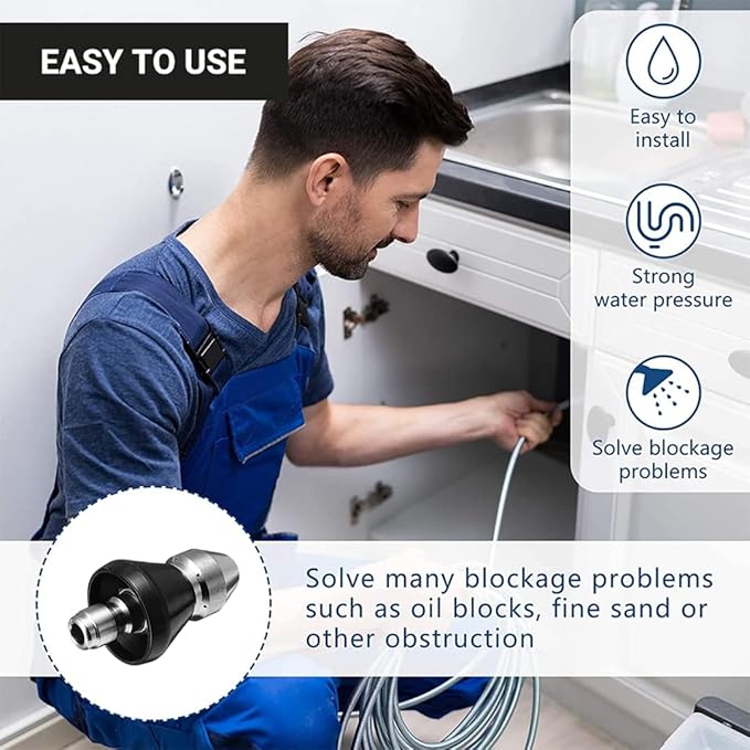 2023 Sewer Cleaning Tool High-pressure Nozzle, Drain Augers, Sewer Pipe Dredging And Cleaning Tools for Pipe Unclogging - Drain Clog Remover | Hair Clog Remover | Toilet Clog Remover (A)