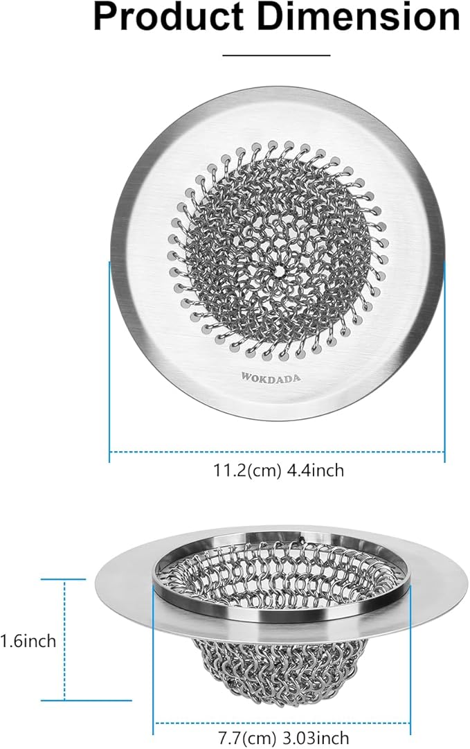 Revolutionary Kitchen Sink Drain Strainer, Patented Reversible Kitchen Sink Strainer, 304 Stainless Steel Sink Strainer Basket, Anti-Clogging & Handmade, Fit US Standard 3-1/2'' Sink Hole