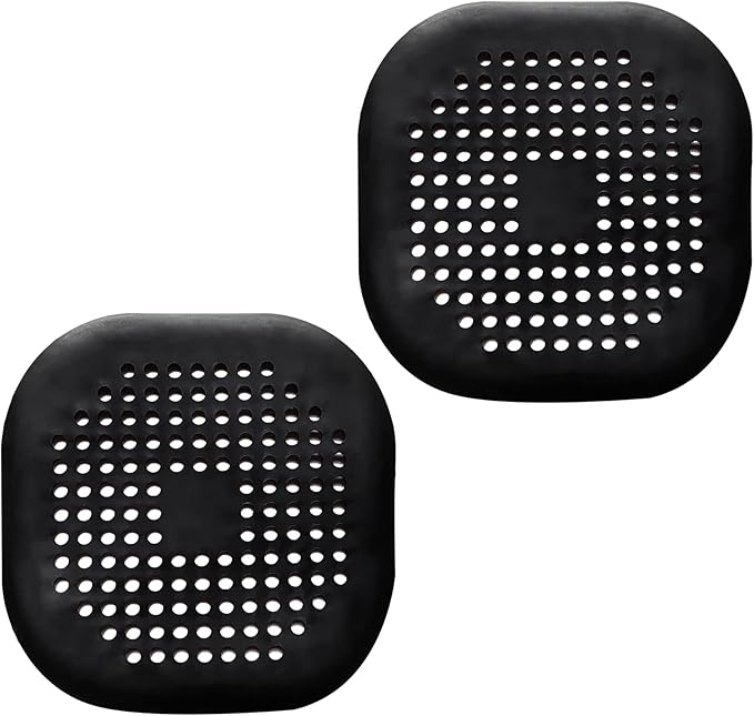 2 Pieces Shower Drain Hair Catcher Bathtub Stopper Home Drain Protectors Drain Cover with Sucker Water Trap Sink Cover for Bathroom Bathtub and Kitchen (Black,Black)
