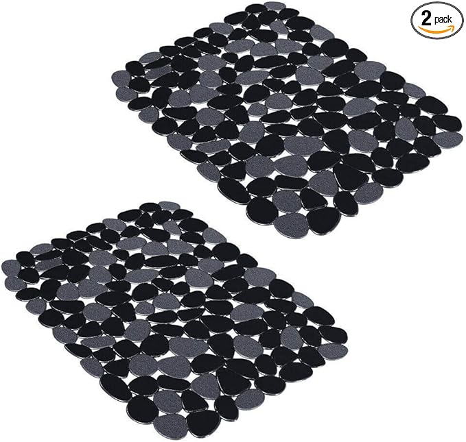 Yolife Pebble Kitchen Sink Mats, PVC Sink Protectors Mat for Bottom of stainless steel, Dish Drying Mats for Kitchen Counter (Black,2 Pack)
