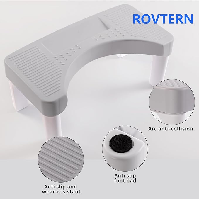 6.7 Inch Step Stool,ROVTERN Portable Plastic Foot Stool,ROVTERN Non-Slip Potty Stool for Bathroom
