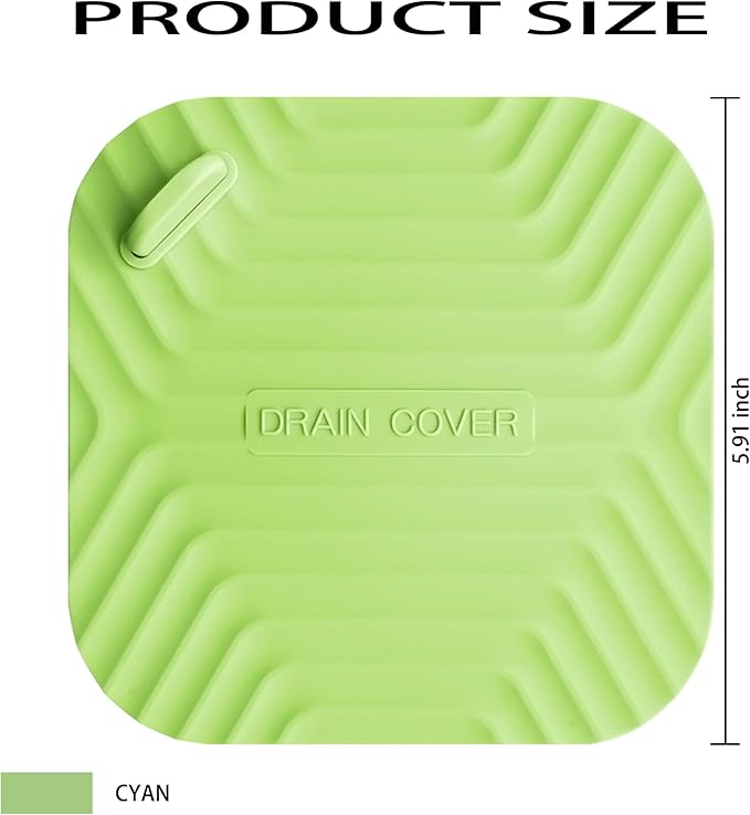 Shower Drain Cover Tub Stopper,2 Pieces Sewer Anti-Odor Mat Deodorizing Drain Plugs for Kitchen,Bathroom and Laundry(5.9x5.9 inch) Green