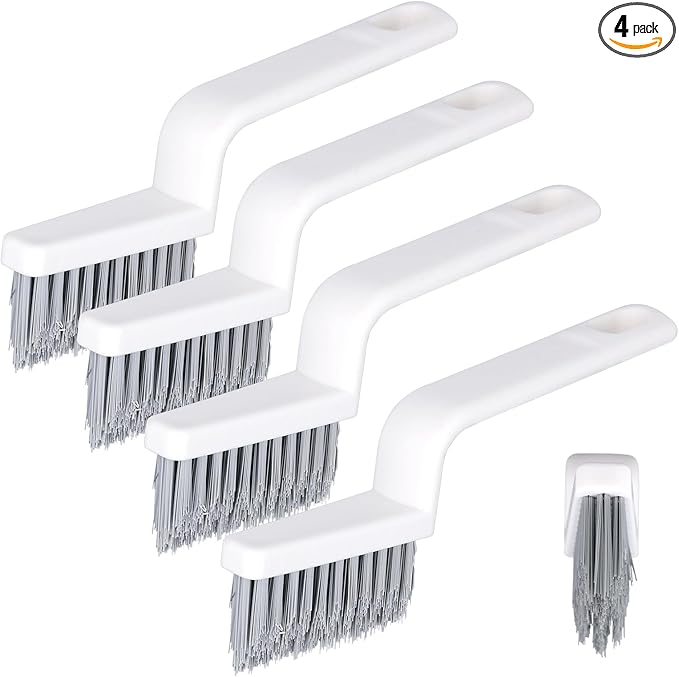 4pcs Grout Cleaner Brushes, V Shape Hard Bristle Crevice Stiff Cleaning Brush Grout Scrubber Shower Scrub Tool for Tile Floors, Tracks, Door Groove, Bathroom Gap, Kitchen, Window