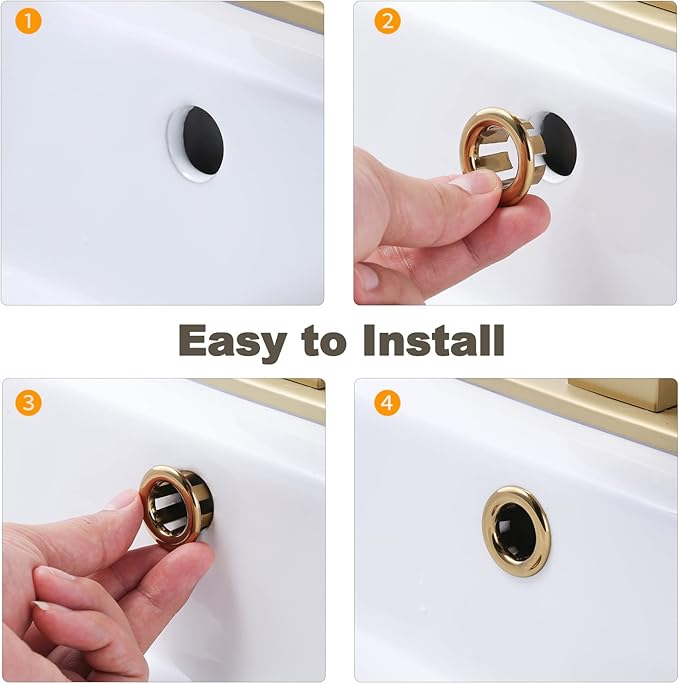 ARCORA 6 Pack Sink Overflow Ring Gold Bathroom Kitchen Sink Basin Trim Overflow Cover Hole Insert Cap