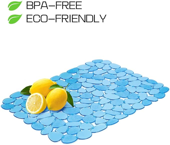 Yolife Pebble Sink Mats for Stainless & Porcelain Sinks, PVC Saddle Protectors - Dish & Glassware Guard (Blue,2 Pack)