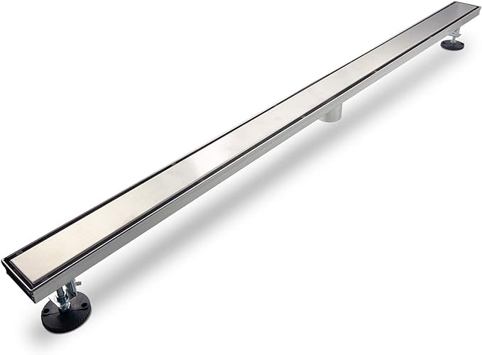 SaniteModar Linear Shower Drain, Shower Drain 72 inch Tile Insert 2 in 1 Panels, Brushed 304 Stainless Steel Linear Floor Drain with Adjustable Feet and Hair Filter