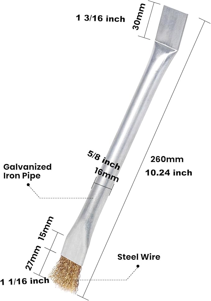Professional Steel Wire Brush for Pellet Stove Cleaning, Steel Brush with Scraper, Metal Long Handle,Suitable for Removing residues (Pack of 2)
