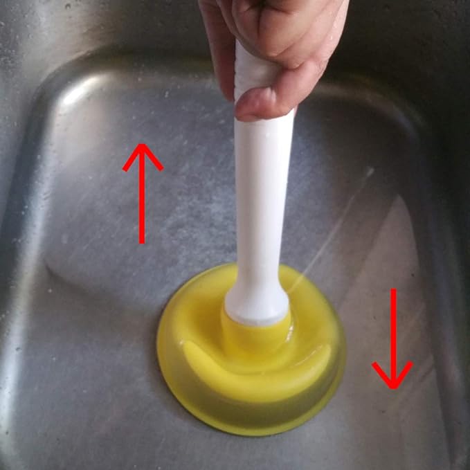 Coralpearl Drain Plunger, Small Hand Force Plumber Helper, Little 4 inch Cup Clog Remover, Tiny Rubber Unclogger in 9" Short Handle for Kitchen Sink, Bathroom Toilet, Shower Bath Tub (Yellow)