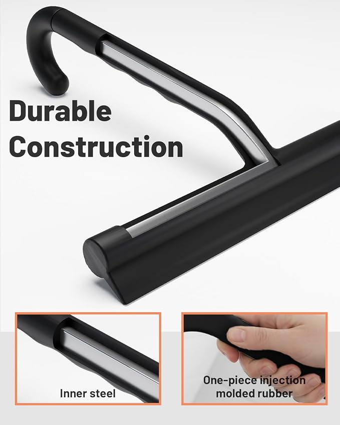 Silicone Shower Squeegee with Hook,Dual-Sided Design with Scraper & Scrub Surface, Shower Squeegee for Glass Doors (Classic Black)