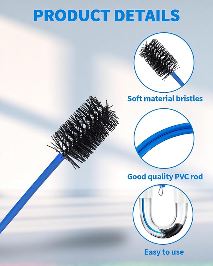 2 PCS Condensate Trap Flexible Drain Brush, 48 Inch Drain Line Cleaning Brush, Condensate Traps Clean for Condensate P-Trap and HVAC Systems