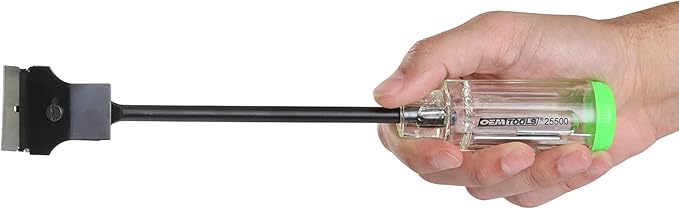 OEMTOOLS 25500 Razor Blade Scraper Tool With Extended Sure-Grip Handle, Glass, Paint, Sticker Scraper And Electric Stove Top Cleaner Tool, 11.5" Long Reach, Includes Razor Blades