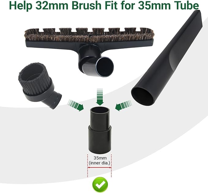 EZ SPARES 4PCS Universal Replacement 32mm&35mm Vacuum Cleaner Accessories Horsehair Brush Adapter Crevices Tool Kit