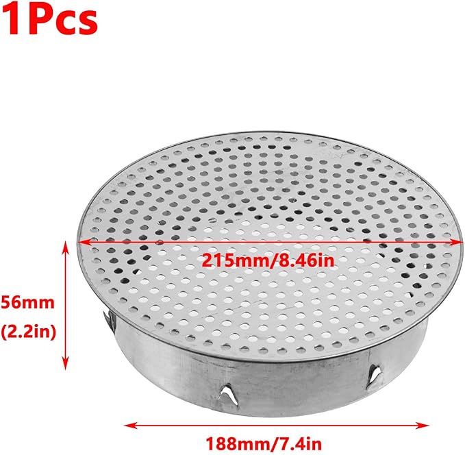 Antrader Floor Drain Cover,7.4 Inch Stainless Steel Floor Drain,Sewer Drain Cover for Outdoor Yard Pipe Roof Balcony,Silver Tone (1Pcs)