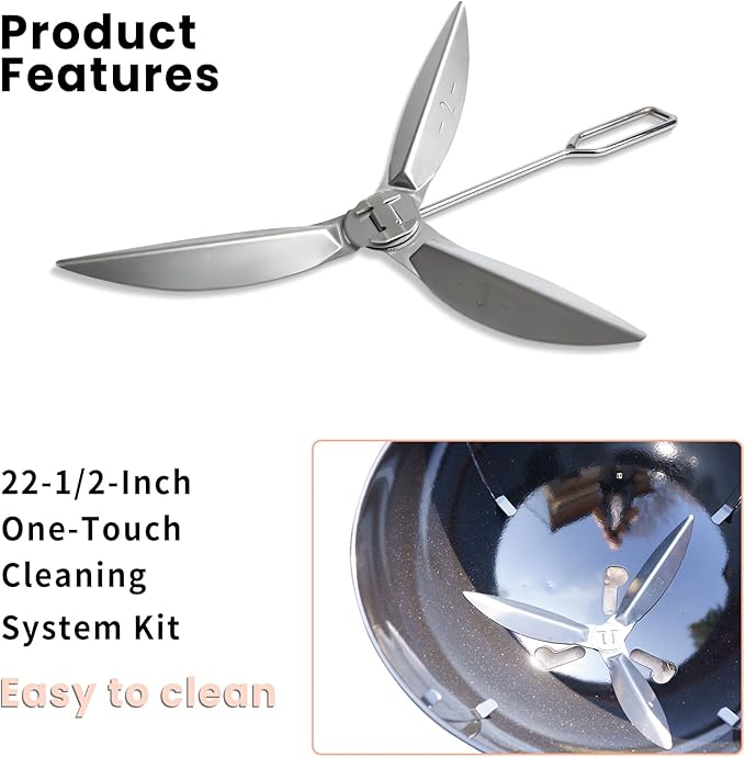 22.5-Inch One-Touch Cleaning System Kit – Stainless Steel Ash Removal Tool, Compatible with We BER 7444 Grill Parts