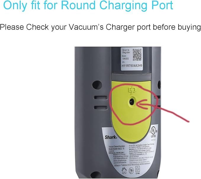 13.3V Charger Replacement for Shark VACMOP VC205 VM200 VC200 UM200 UM205 Cordless Hard Floor Vaccum Mop 10.8V Battery AC Adapter Power Cord 6.6 FT (DC Round Charging Port, Not for Magnetic)