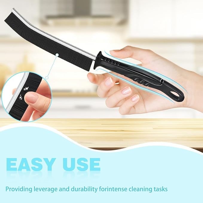 Crevice Cleaning Brush, 6Pcs Hard Bristle Multifunctional Gap Cleaning Brush Tool, Bathroom Gap Brush for Deep Cleaning Kitchen,Grout, Sink, Corners, Tight Spaces-Black