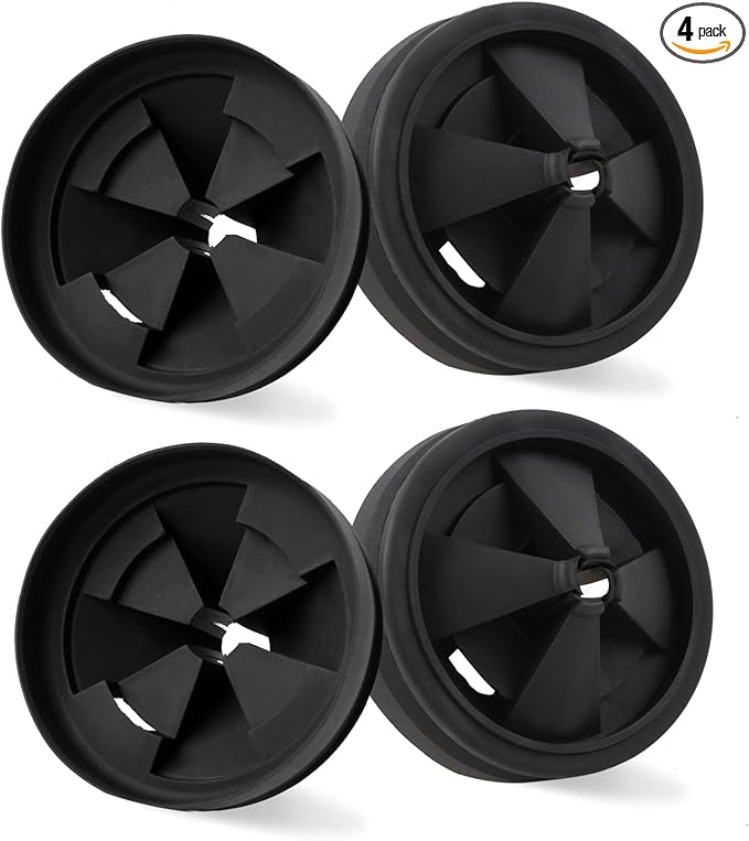 3 3/8" Garbage Disposal Splash Guard, QCB-AM Sink Baffle Replacement Parts for InSinkErator Evolution Series, Upgraded EPDM Rubber Drain Insert Removable Quiet Collar Drain Plugs(4 PCS)
