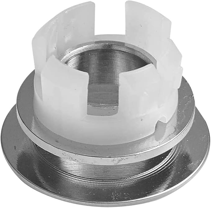 BWE Sink Basin Trim Overflow Cover Brass Insert in Hole Round Caps Brushed Nickel Finish Double