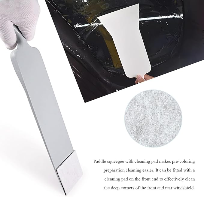 2 PCS Car Paddle Bulldozer Squeegee, Long Handle Window Tint Film Installation Tools, Paddle Bulldozer Scraper for Car Front Rear Windows Glass Cleaning, Car Accessories