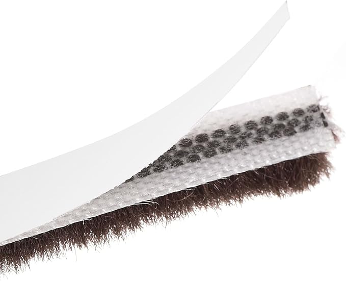 uxcell Weather Stripping Brush, 40ft L x 0.28" W x 0.24" H Self-Adhesive Seal Weatherstrip Sweep Brush Brown for Door Window