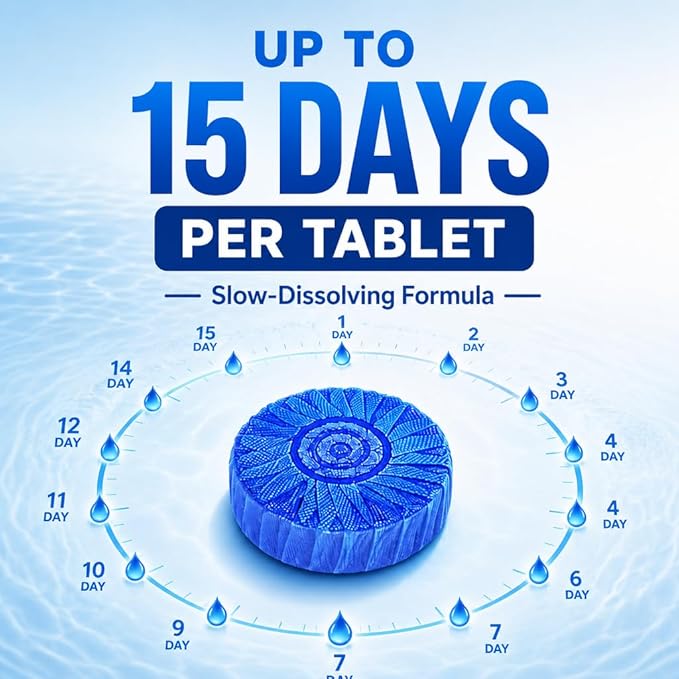 Msvvko Toilet Bowl Cleaner Tablets (60 Count) | Blue Automatic Toilet Tank Cleaner | 15-Day Long Lasting Toilet Tank Stain Remover & Deodorizer | Hands-Free No-Scrub Bathroom Freshness, Septic Safe