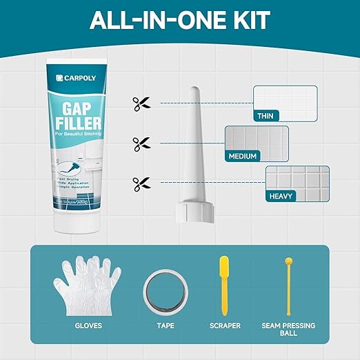 Tile Grout Repair Kit, 2 Pack White Grout Filler for Bathroom, Kitchen, Rstore & Renew Tile Joints Line, Triple Protection, Fast Drying Shower Grout with Tools(White, 10.58oz/300g)
